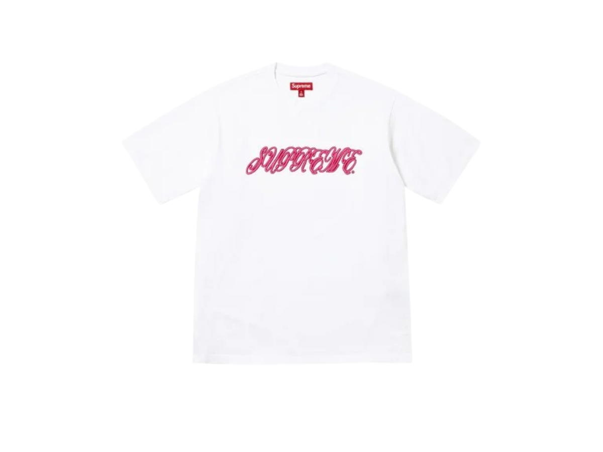Supreme Supreme Raised Script S/S Top White (SS26)