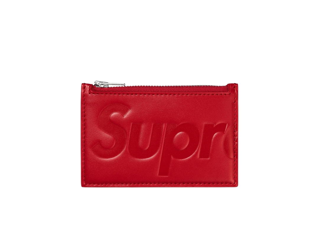 Supreme Supreme Leather Zip Card Holder Red (SS25)