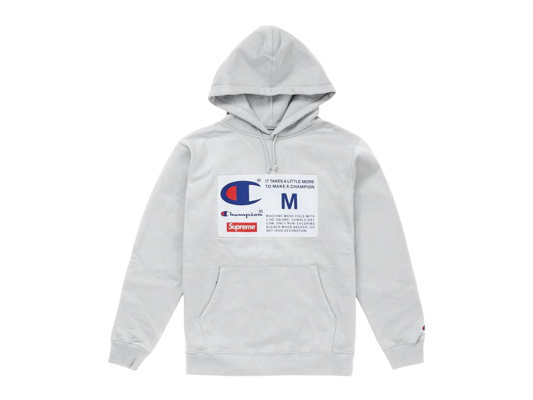 Supreme Supreme Champion Label Hooded Sweatshirt Ash Grey (FW18)
