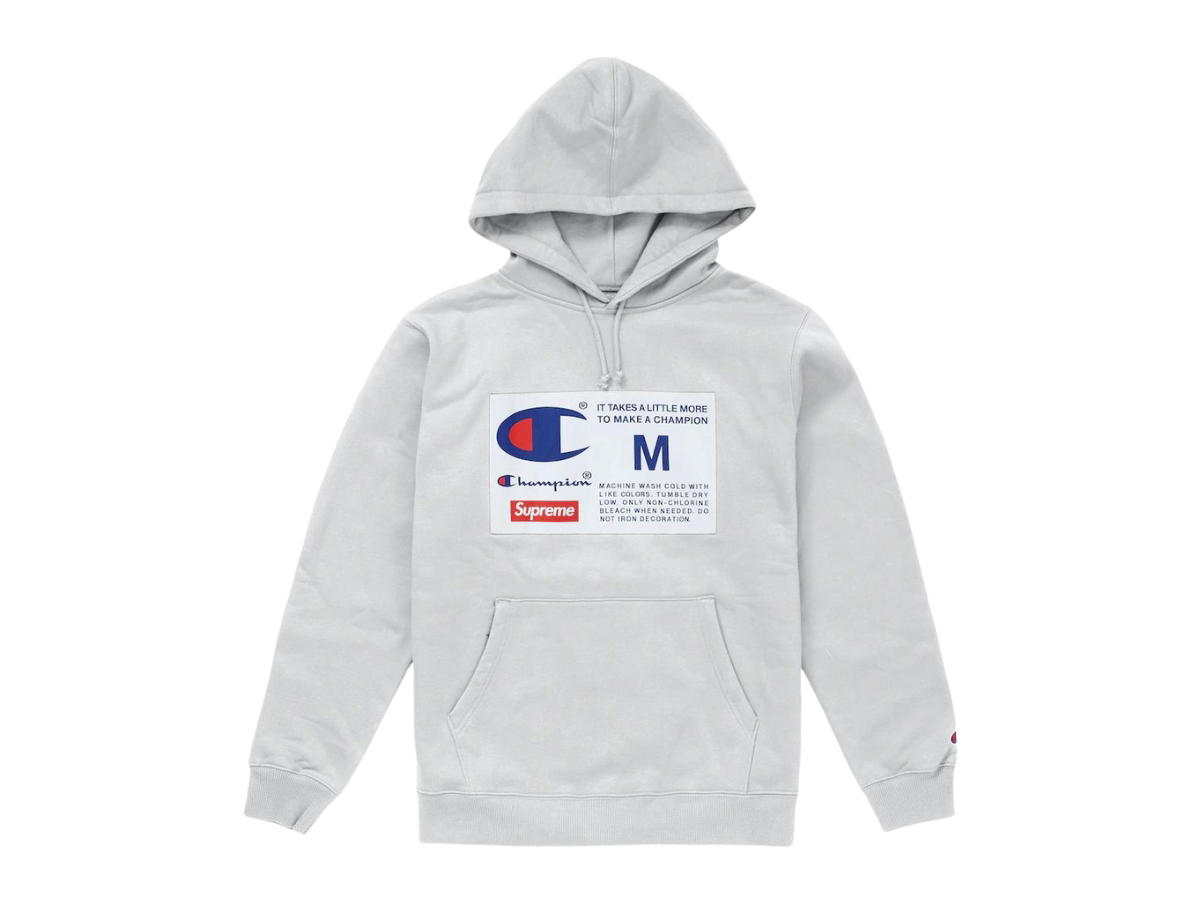 Supreme Supreme Champion Label Hooded Sweatshirt Ash Grey (FW18)