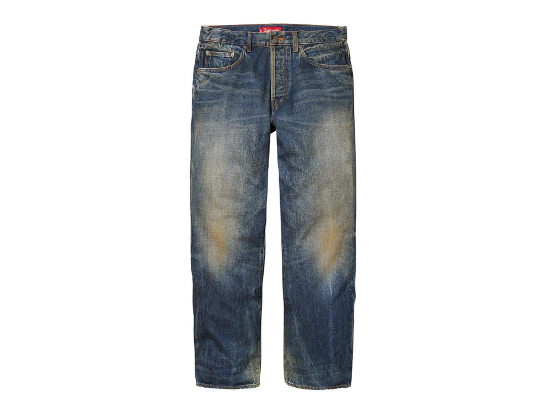 Supreme Supreme Distressed Loose Fit Selvedge Jean Washed Blue (FW23)