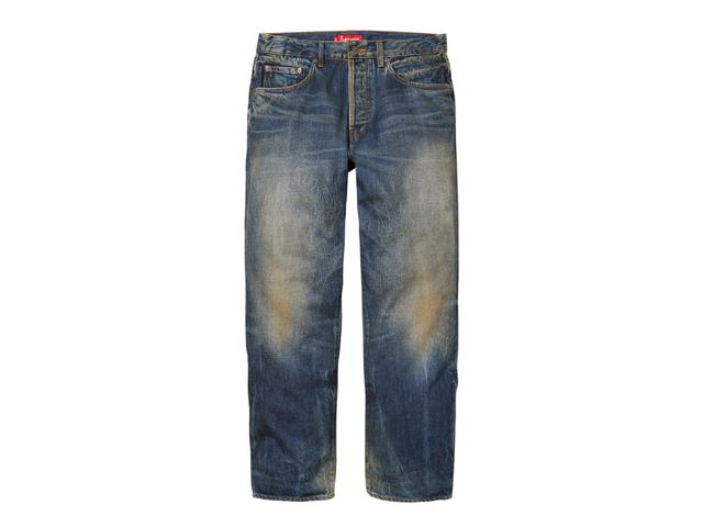 Supreme Supreme Distressed Loose Fit Selvedge Jean Washed Blue (FW23) - view 1