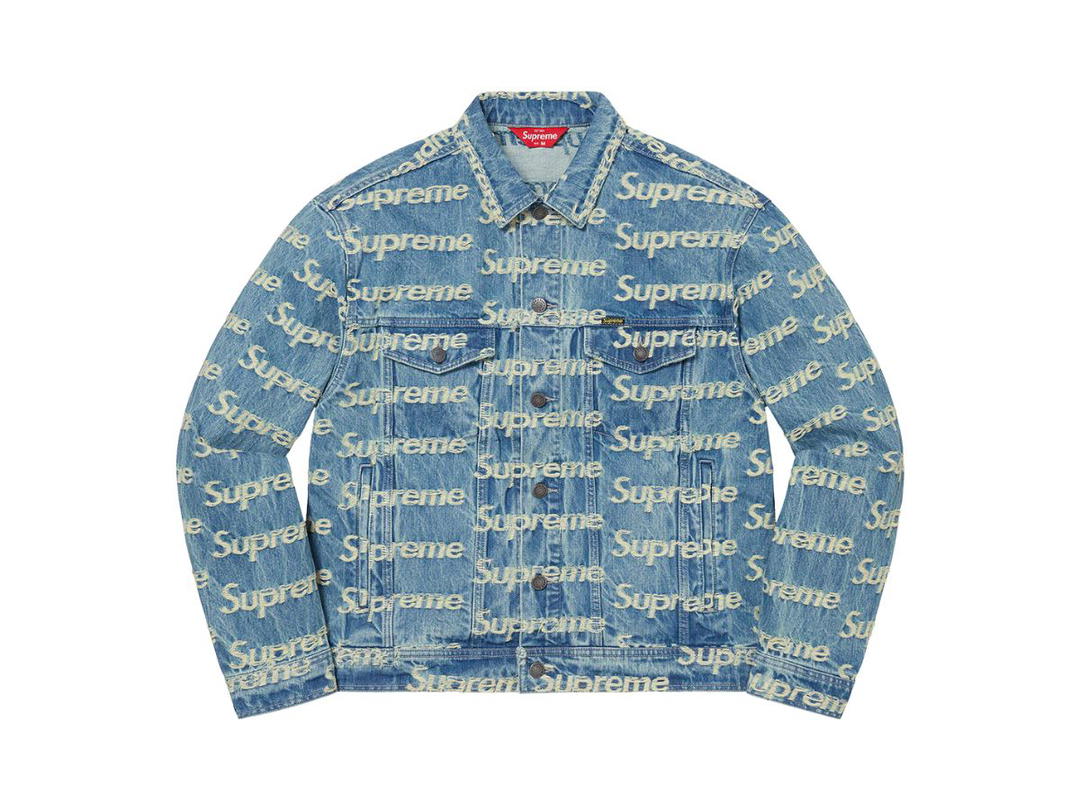 Supreme Supreme Frayed Logos Denim Trucker Jacket Blue