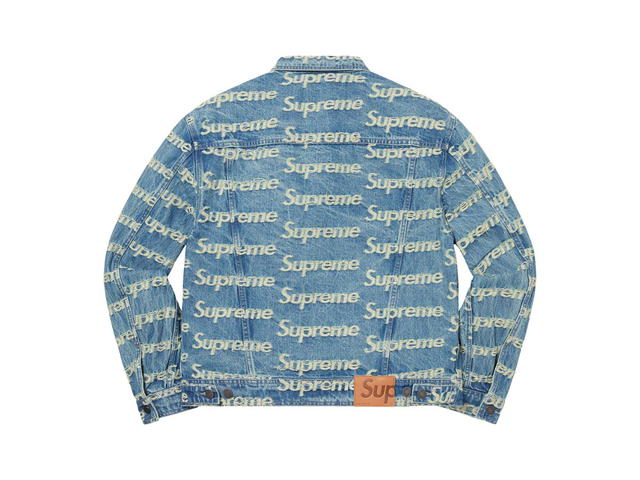 Supreme Supreme Frayed Logos Denim Trucker Jacket Blue - view 2
