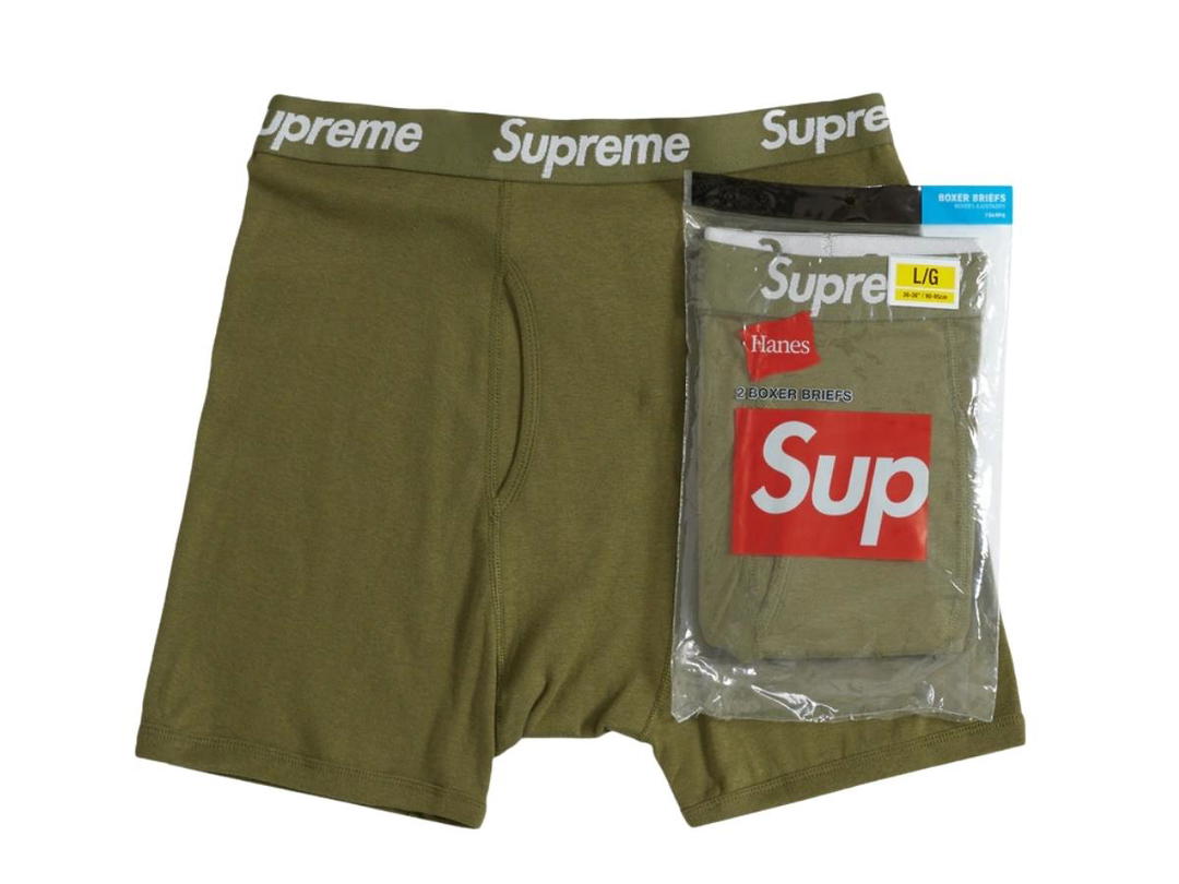 Supreme Supreme Hanes Boxer Briefs Olive (2 Pack)