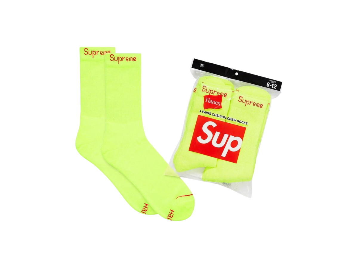 Supreme Supreme Hanes Crew Socks (4 Pack) Flourescent Yellow
