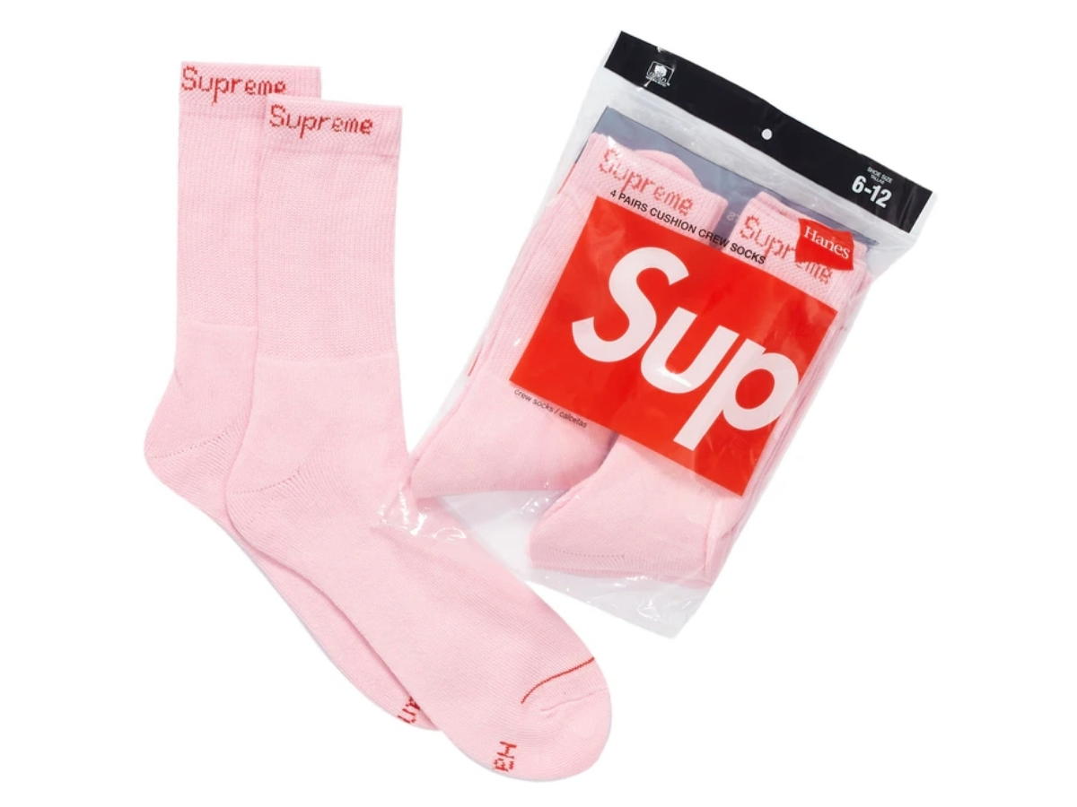 Supreme Supreme Hanes Crew Socks (4 Pack) Pink