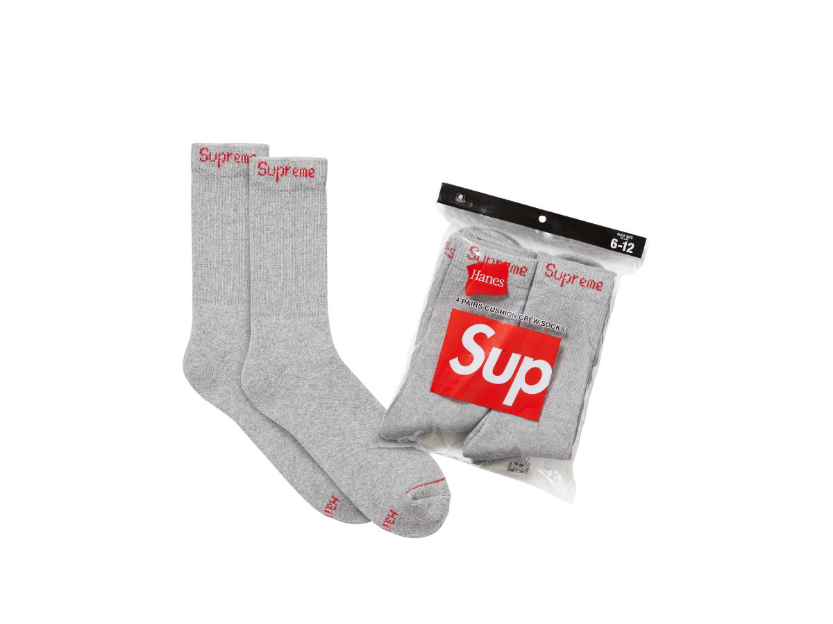 Supreme Supreme Hanes Crew Socks Heather Grey (4 Pack) (SS24)