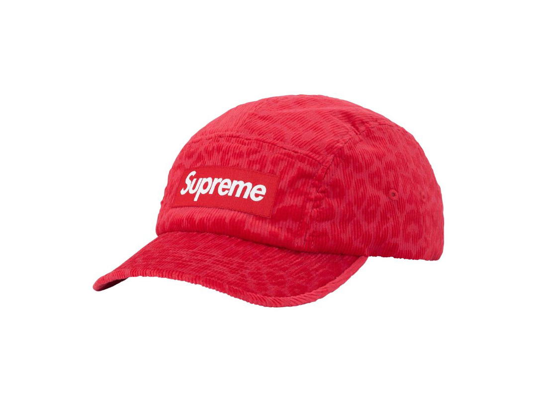Supreme Supreme Leopard Corduroy Camp Cap Red (FW23)