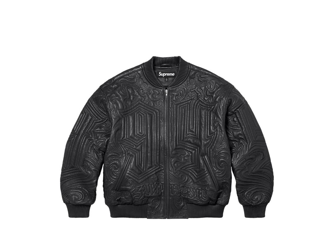 Supreme Supreme Mister Cartoon Embroidered Leather Jacket Black (FW24)