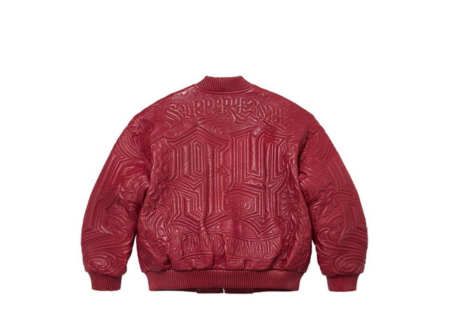 Supreme Supreme Mister Cartoon Embroidered Leather Jacket Burgundy (FW24) - view 2