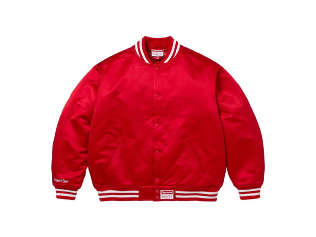 Supreme Supreme Mitchell & Ness Satin Varsity Jacket Red (FW24) - view 1