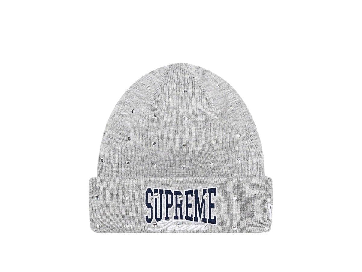 Supreme Supreme New Era Rhinestone Beanie Heather Grey (FW21)
