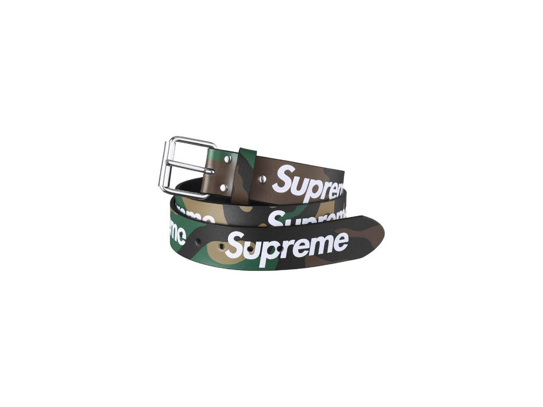 Supreme Supreme Repeat Leather Belt Woodland Camo (SS24)