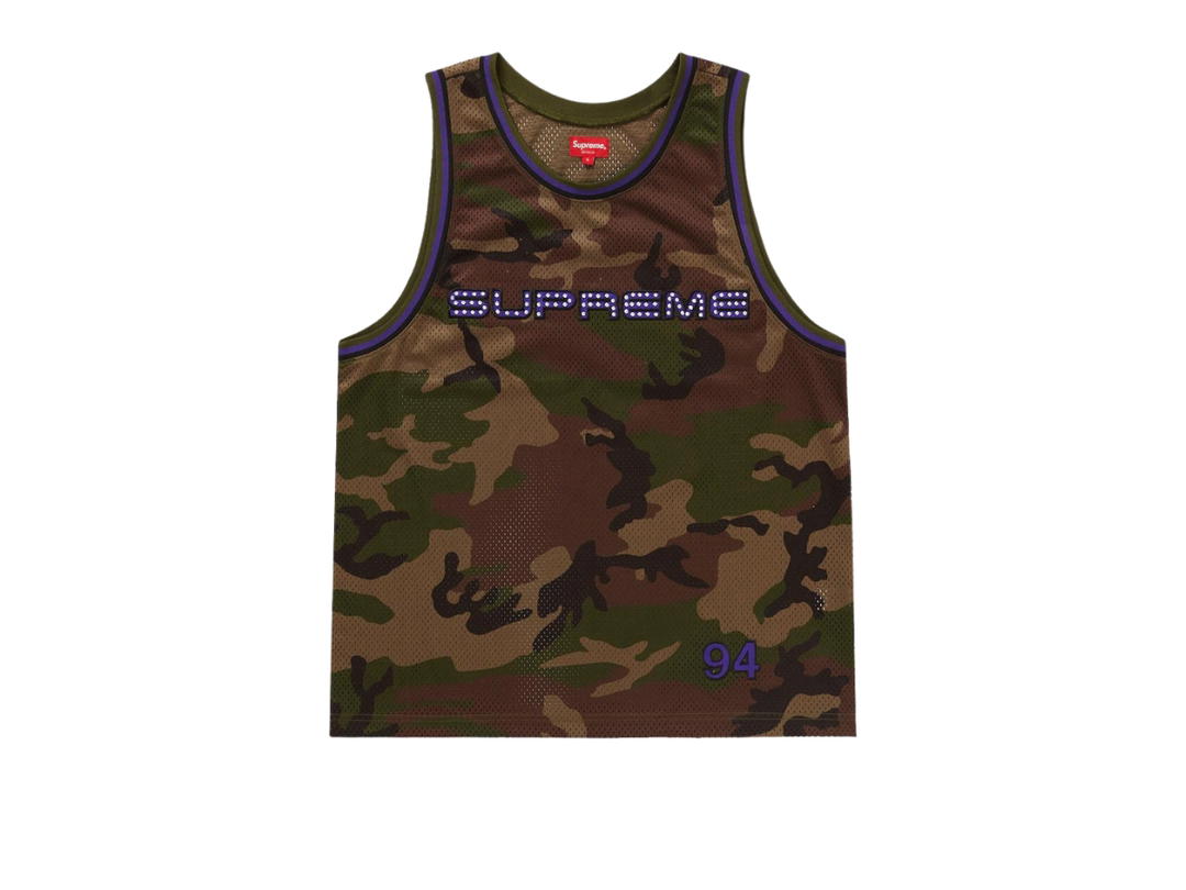 Supreme Supreme Rhinestone Basketball Jersey Woodland Camo (SS19)
