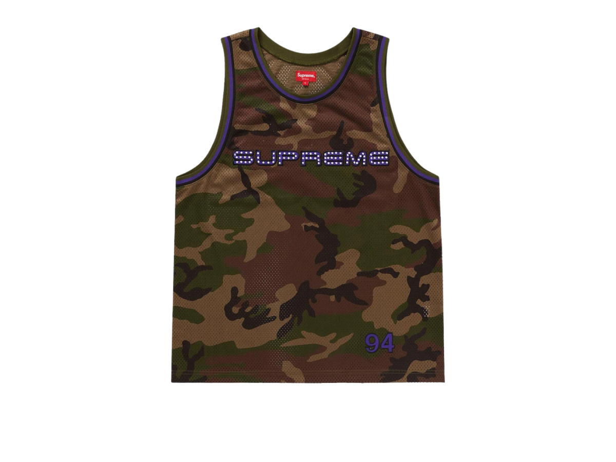 Supreme Supreme Rhinestone Basketball Jersey Woodland Camo (SS19)