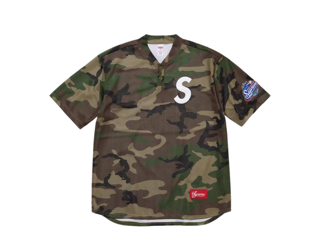 Supreme Supreme S Logo Baseball Henley Woodland Camo (FW24)