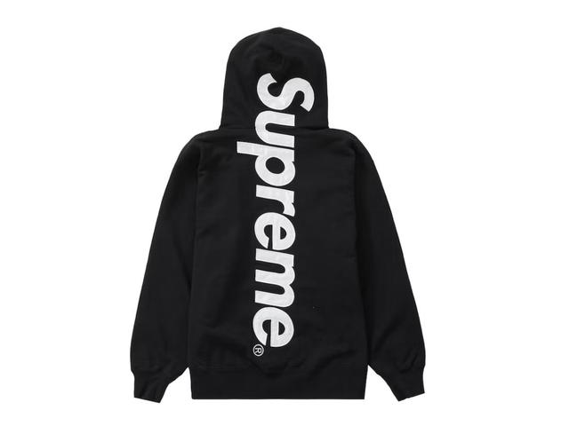 Supreme Supreme Satin Appliqué Hooded Sweatshirt Black - view 1