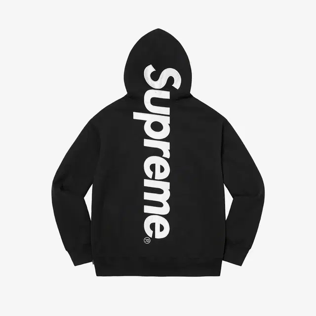 Supreme Supreme Satin Applique Hooded Sweatshirt Black - 22FW - view 2