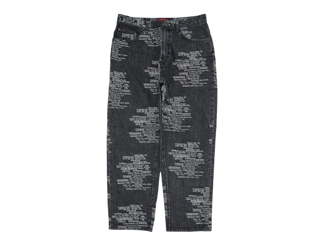Supreme Supreme Trademark Jacquard Baggy Jean Washed Black