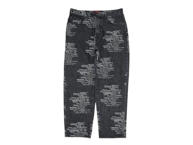 Supreme Supreme Trademark Jacquard Baggy Jean Washed Black - view 1