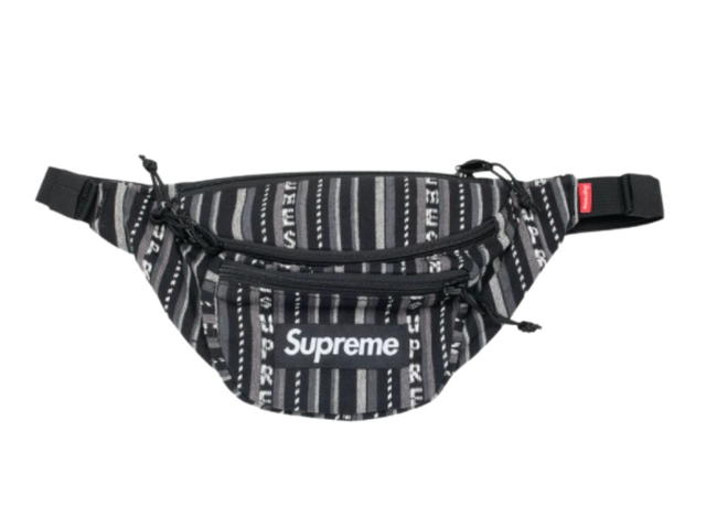 Supreme Supreme Woven Stripe Waist Bag Black - view 1