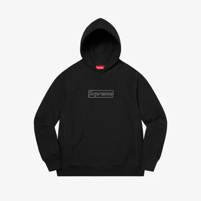 Supreme Supreme x Kaws Chalk Logo Hooded Sweatshirt Black - 21SS - view 2