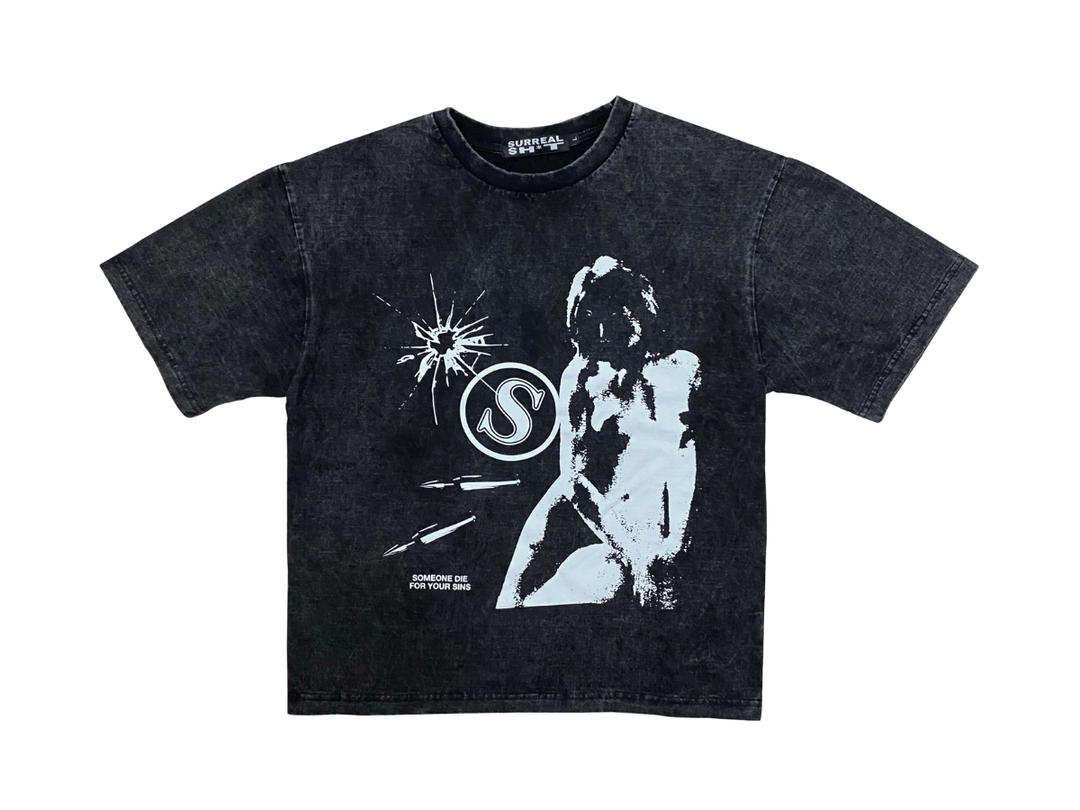 SURREAL SHIT Surreal Shit The Sins Acid Washed Oversized Tee