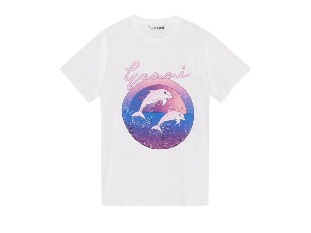 Ganni Ganni Relaxed Dolphin T-Shirt Bright White