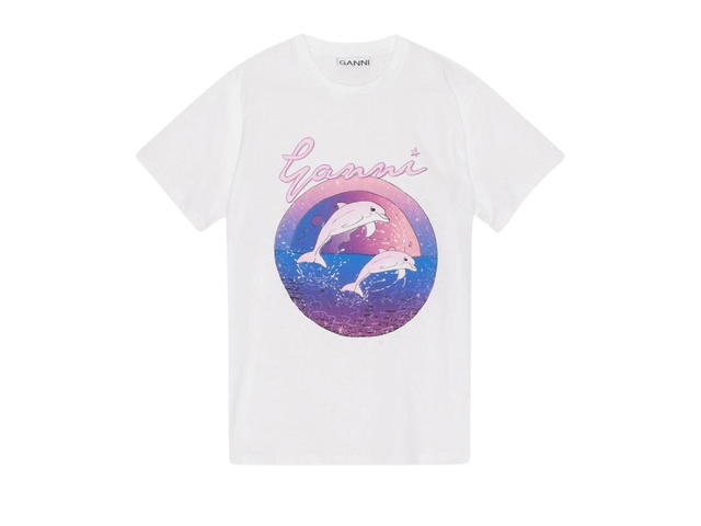 Ganni Ganni Relaxed Dolphin T-Shirt Bright White - view 1
