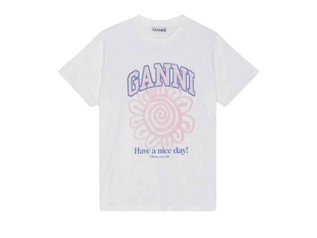 Ganni Ganni White Relaxed Flower T-Shirt Bright White - view 1