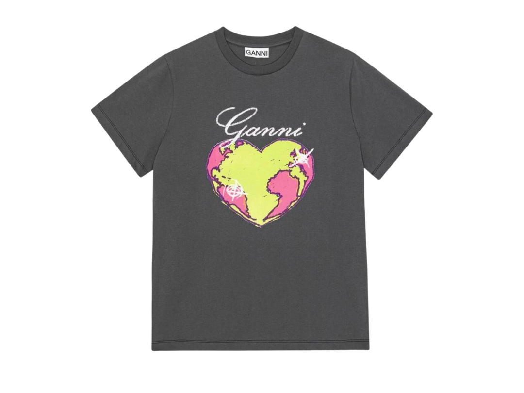 Ganni Ganni Relaxed Heart T-Shirt Volcanic Ash