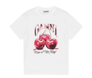 Buy Ganni Jersey T-Shirt White at Sasom – Authentic and Ready to Ship