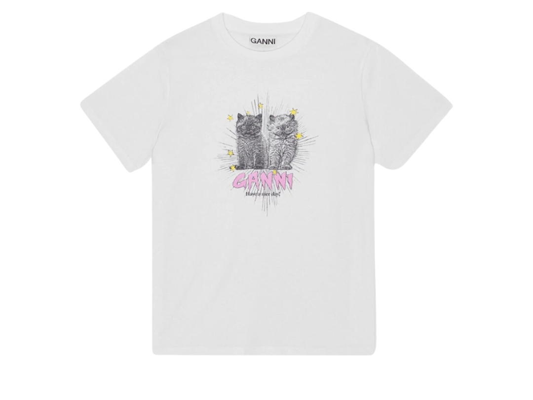 Ganni Ganni Basic Jersey Kitten Relaxed T-shirt White