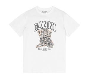 Buy Ganni Basic Jersey Relaxed T-shirt Leopard at Sasom – Authentic and Ready to Ship