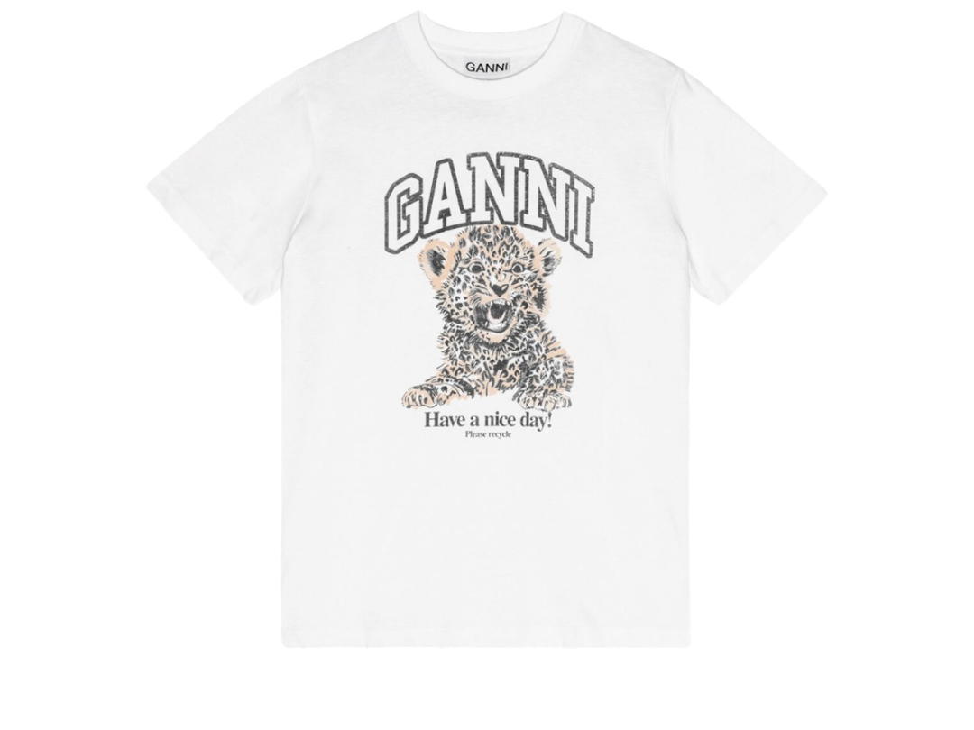 Ganni Ganni Basic Jersey Relaxed T-shirt Leopard