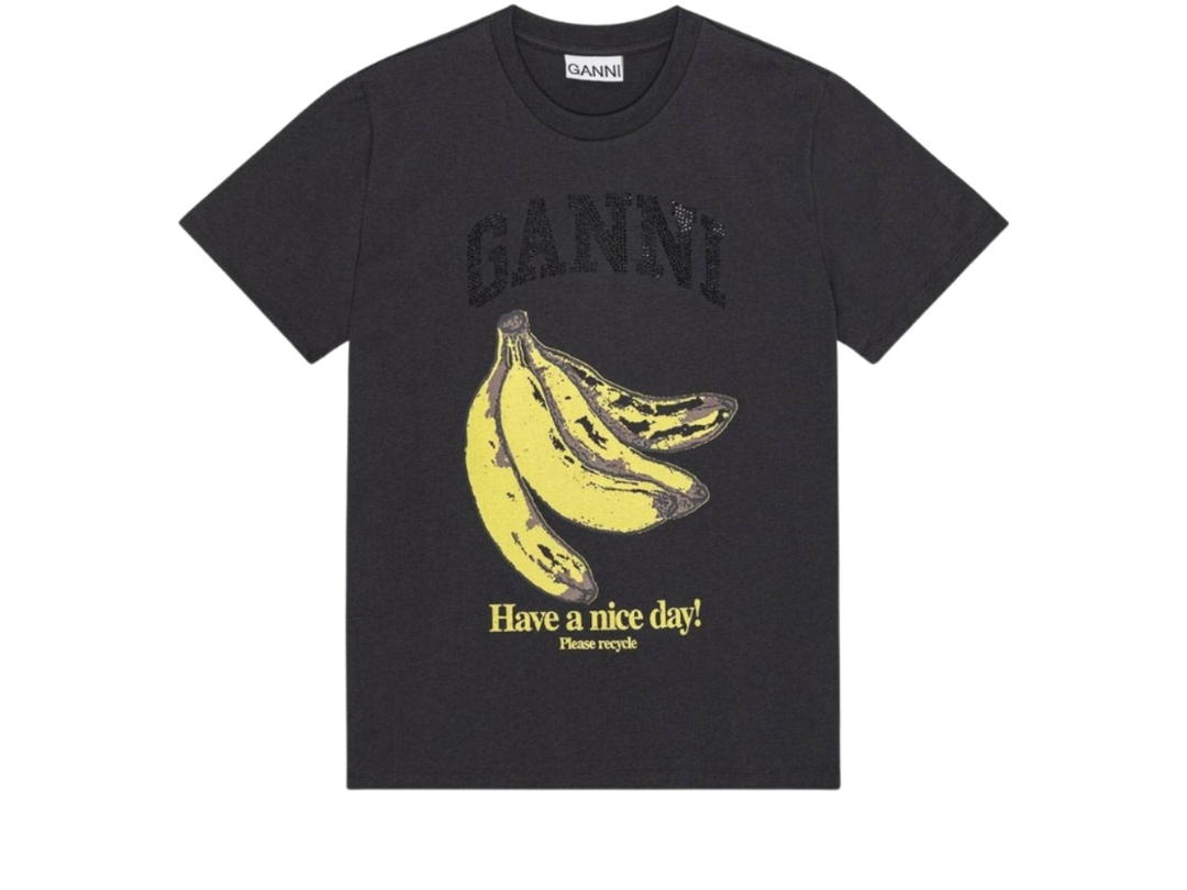 Ganni Ganni Banana Graphic T-Shirt Black