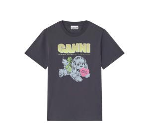 Buy Ganni Puppy T-shirt Phantom at Sasom – Authentic and Ready to Ship