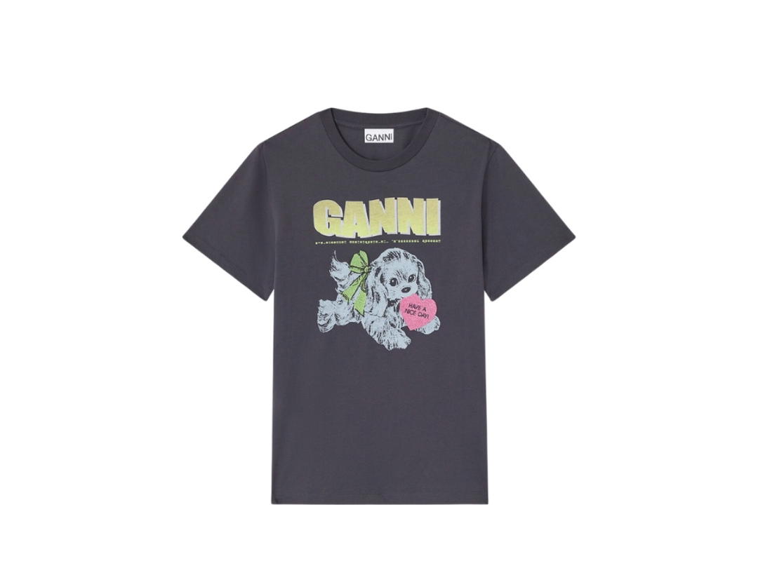 Ganni Ganni Puppy T-shirt Phantom