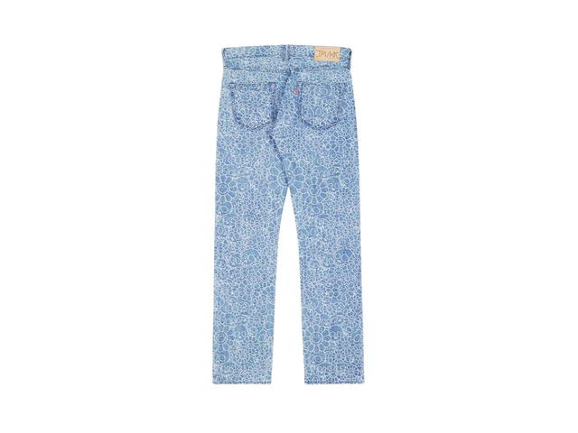 Takashi Murakami Takashi Murakami Flowers And Skulls Jacquard Denim Pants Light Blue - view 2
