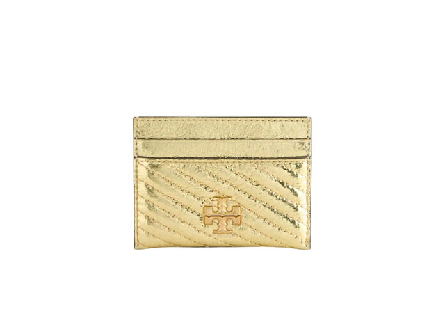 Tory Burch Tory Burch Kira Metallic Moto Quilt Card Case Gold - view 1
