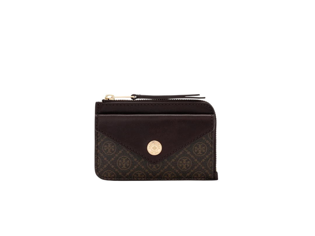 Tory Burch Tory Burch Monogram Canvas Zip Card Holder French Press