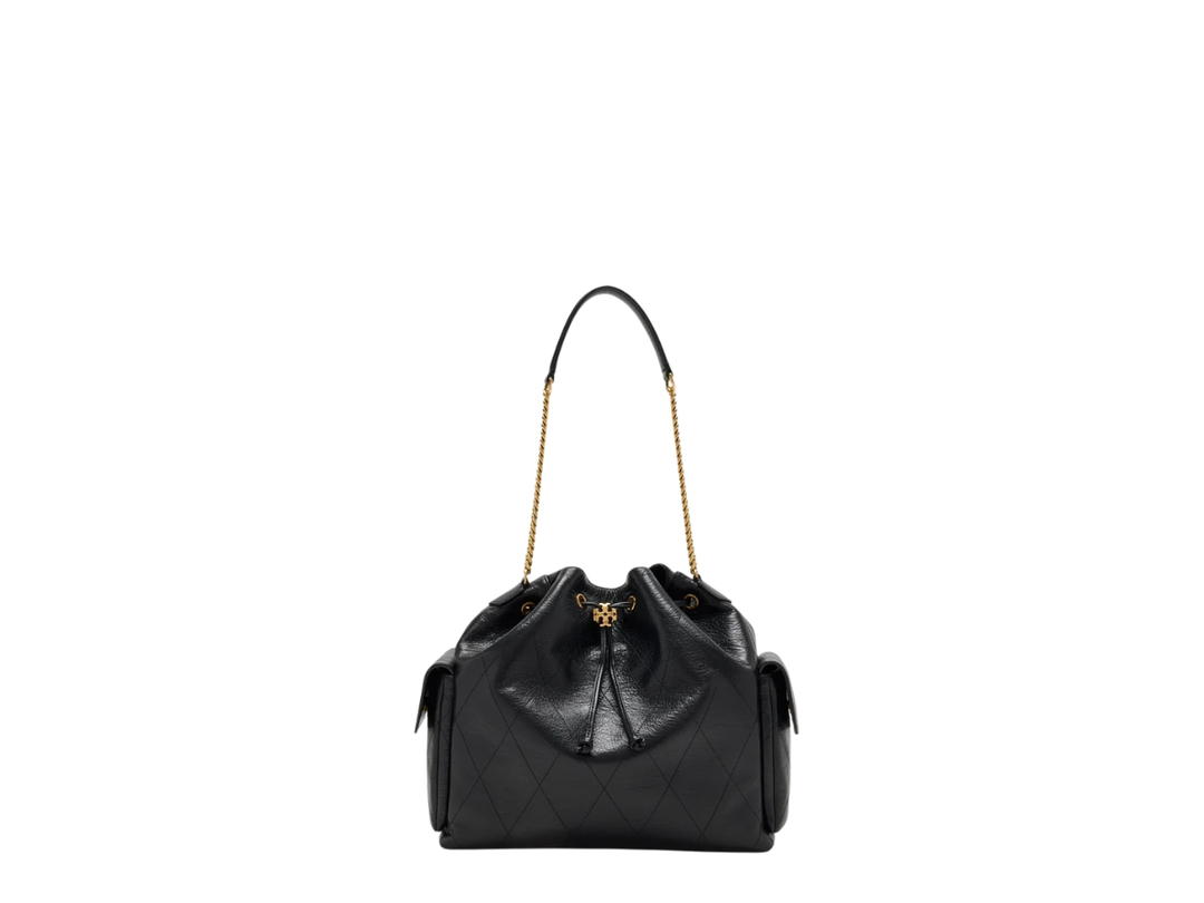 Tory Burch Tory Burch Charlie Large Drawstring Bucket Bag Black