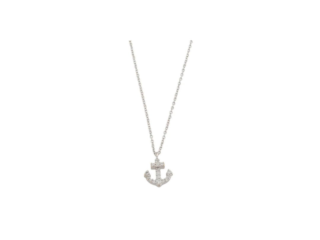 Tiffany & Co. Tiffany & Co. Diamond Mini Anchor Pendant Necklace Silver