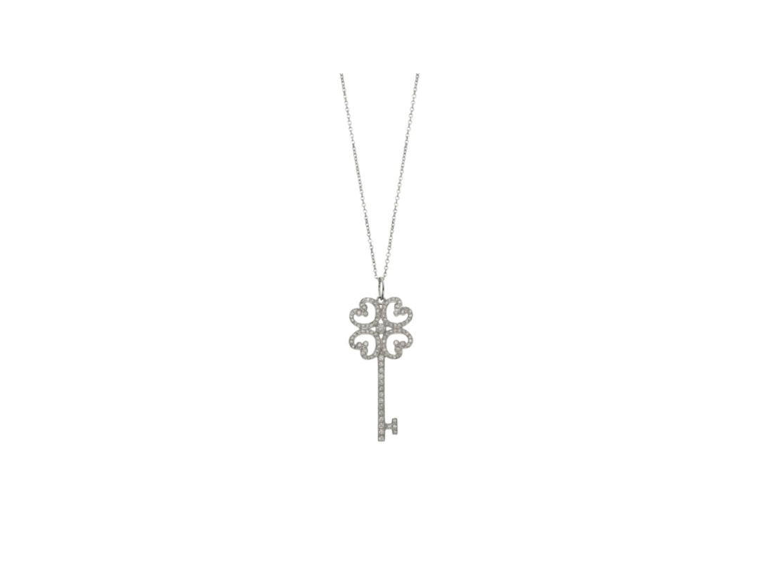 Tiffany & Co. Tiffany & Co. Key Pendant Necklace Diamond Pave Silver