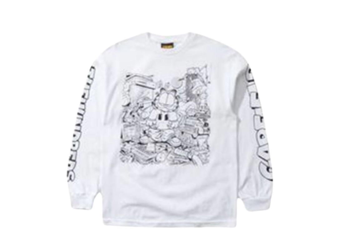 The Hundreds THE HUNDREDS Messy Garfield L/S T-Shirt White