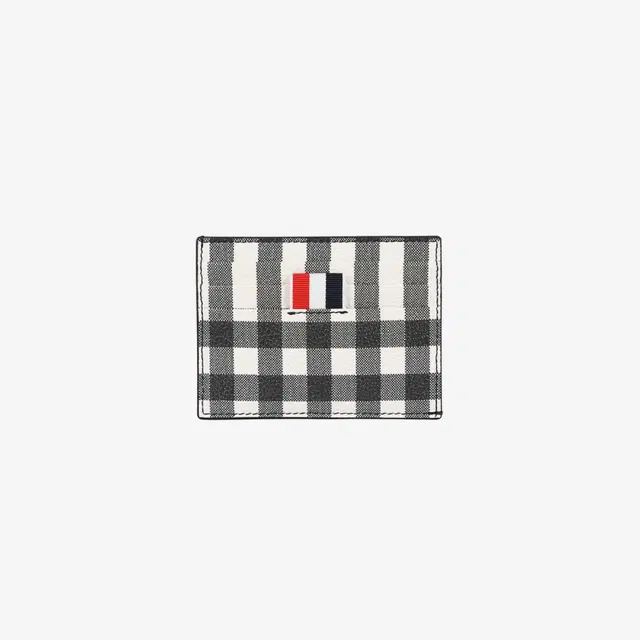 Thom Browne Thom Browne Gingham Print on Caviar Single Card Holder Black White - view 1