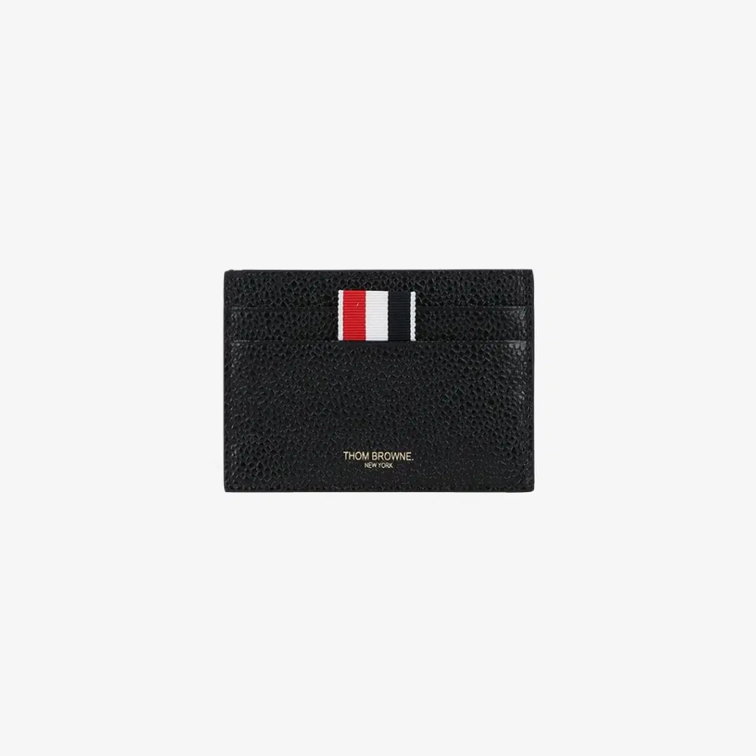 Thom Browne Thom Browne Pebble Grain Leather Stripe Note Compartment Card Holder Black