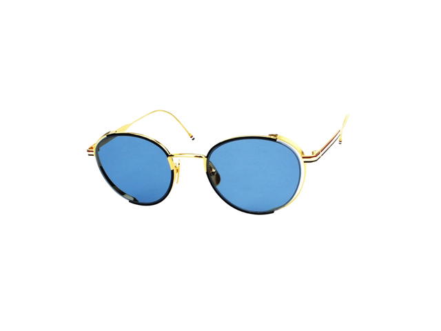 Thom Browne Thom Browne TB106 Sunglasses In Titanium Plastic Frame With Blue Lens - view 1