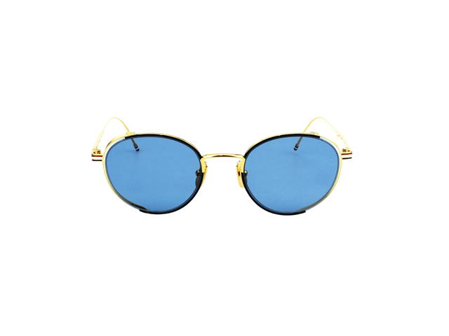 Thom Browne Thom Browne TB106 Sunglasses In Titanium Plastic Frame With Blue Lens - view 2